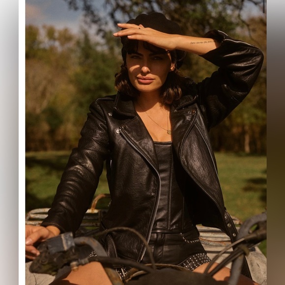 COPY - Understated Leather Oversized Scrunch Jacket - Picture 9 of 15